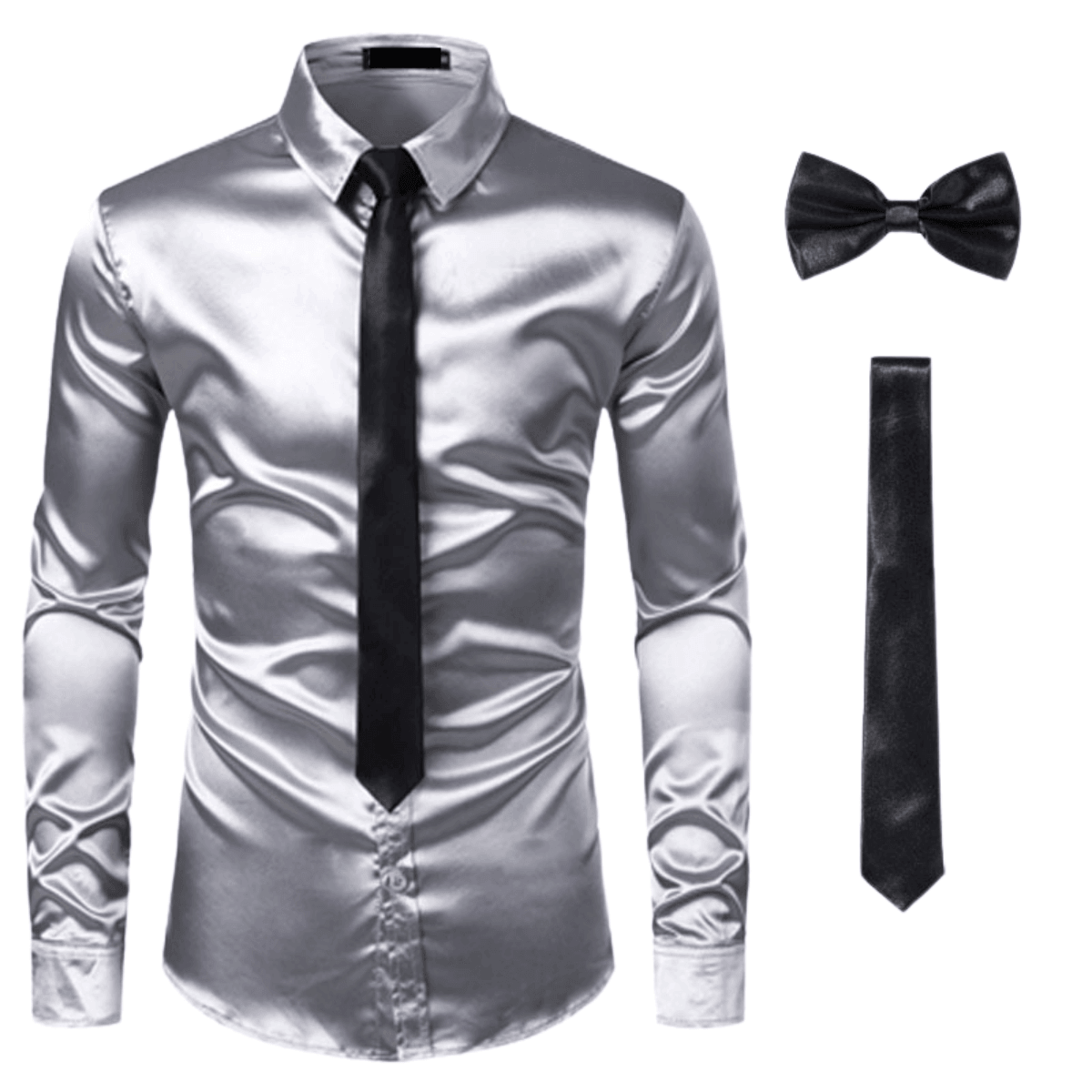 Men's 3Pcs Silk Dress Shirt + Ties -, Dress Shirts , Drestiny , Australia, Canada, Dress Shirts, FR, L, Long Sleeves, M, New Zealand, S, Sets, United Kingdom, United States, XL, XXL , Drestiny , www.shopdrestiny.com
