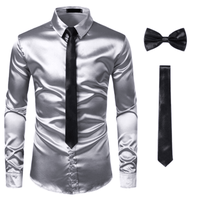Thumbnail for Men's 3Pcs Silk Dress Shirt + Ties -, Dress Shirts , Drestiny , Australia, Canada, Dress Shirts, FR, L, Long Sleeves, M, New Zealand, S, Sets, United Kingdom, United States, XL, XXL , Drestiny , www.shopdrestiny.com
