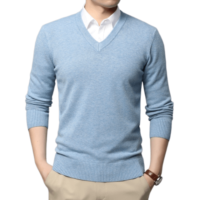 Stylish men's light blue V neck pullover on sale at Drestiny. Enjoy free shipping and tax covered by us. Save up to 50%!