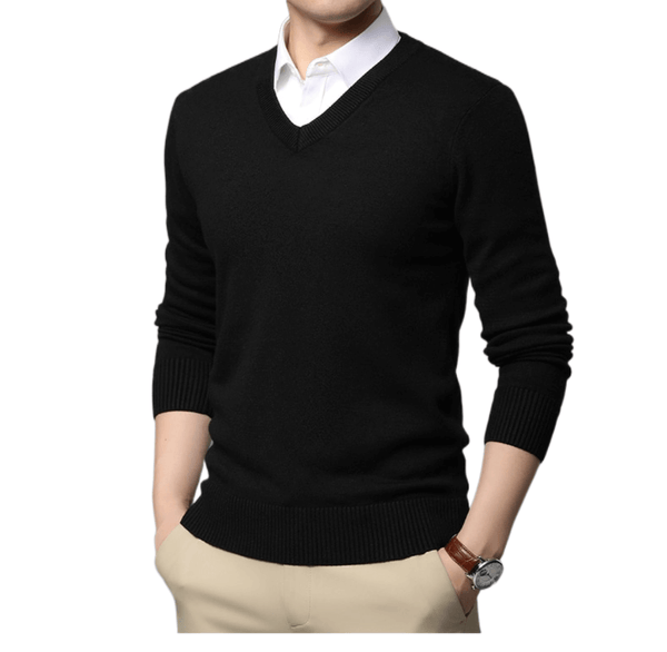 Stylish men's black V neck pullover on sale at Drestiny. Enjoy free shipping and tax covered by us. Save up to 50%!