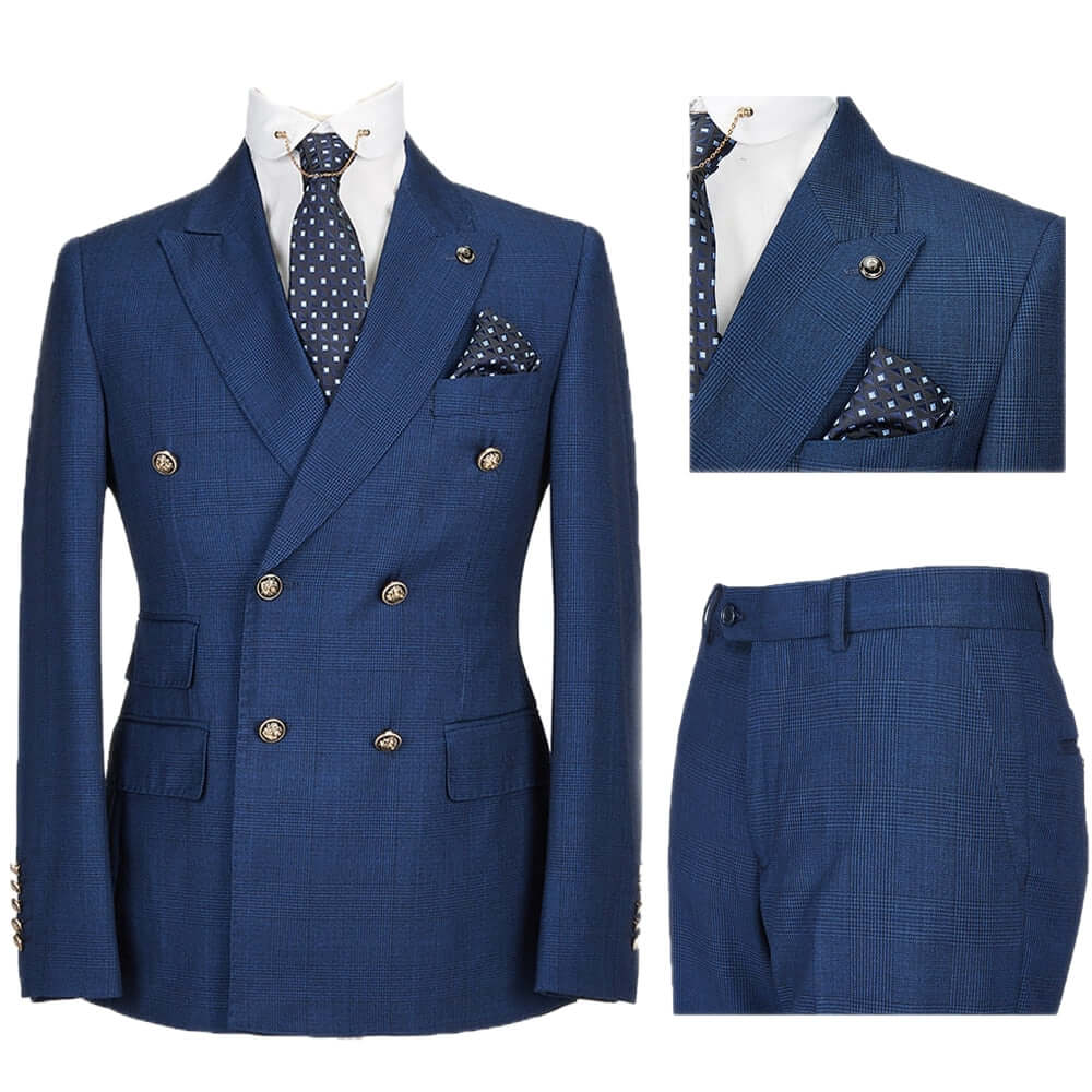 Look sharp in the Men's Blue Double Breasted 2 Piece Plaid Suit. Shop Drestiny for free shipping and tax covered. Save up to 50% now!