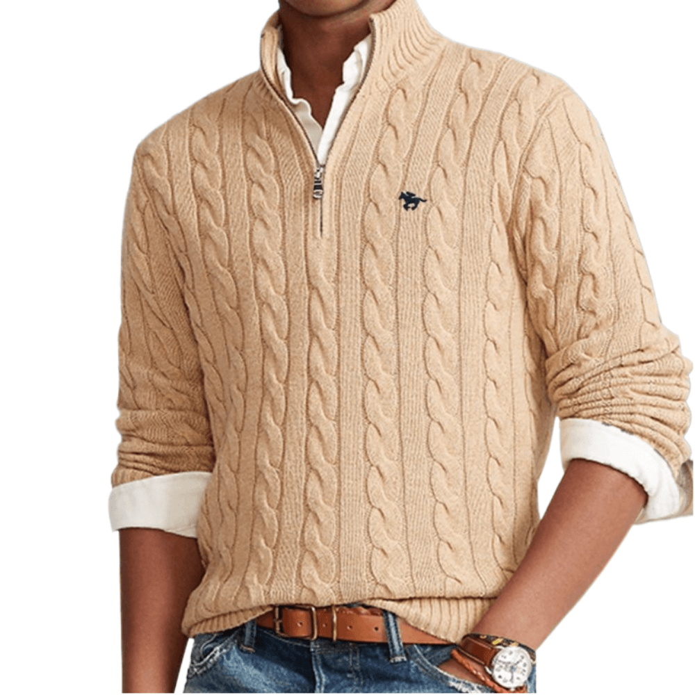 Men's Cable Knit Half Zip Sweater