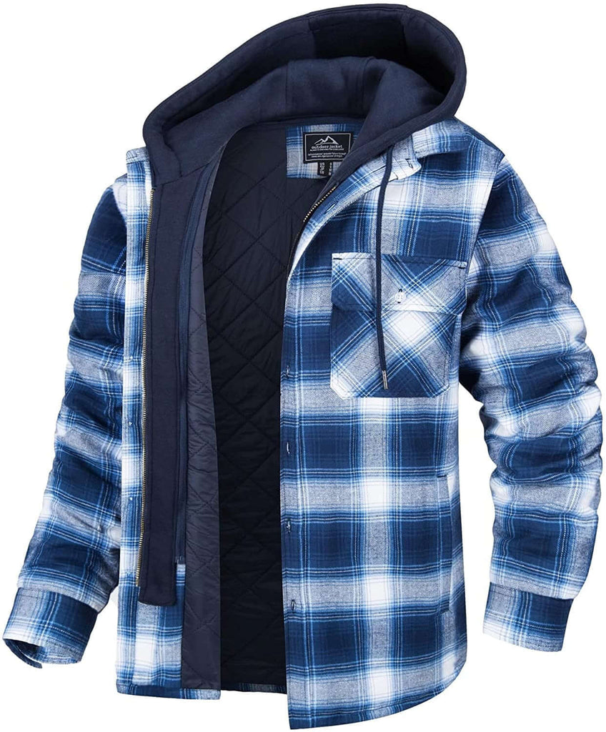 Men's Hooded Blue Flannel Jacket: Shop Drestiny for this stylish jacket. Enjoy free shipping and let us cover the tax! Seen on FOX/NBC/CBS. Save up to 50% now!