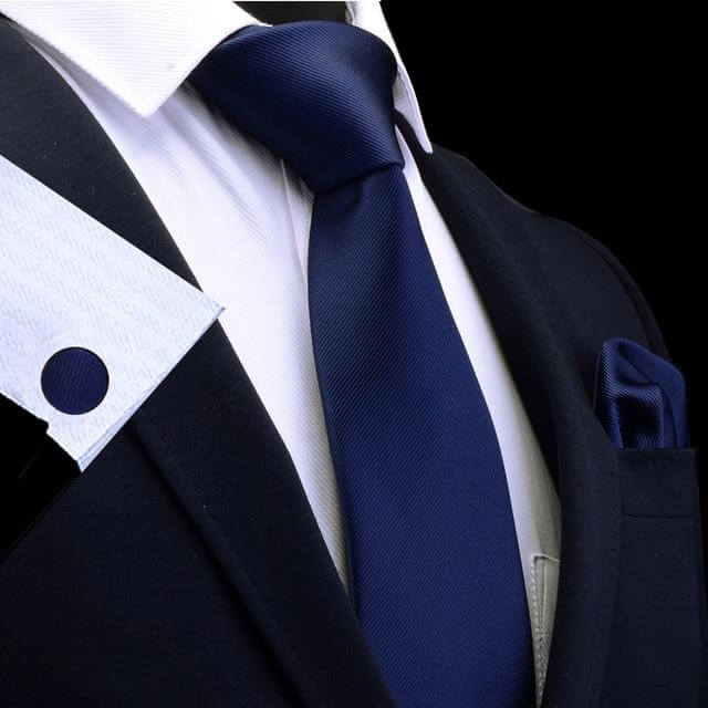 Men's Navy Silk Tie & Pocket Square - Complete your sophisticated look with this luxurious set. Includes matching cufflinks. Shop now and enjoy free shipping. Limited time offer, save up to 50%!